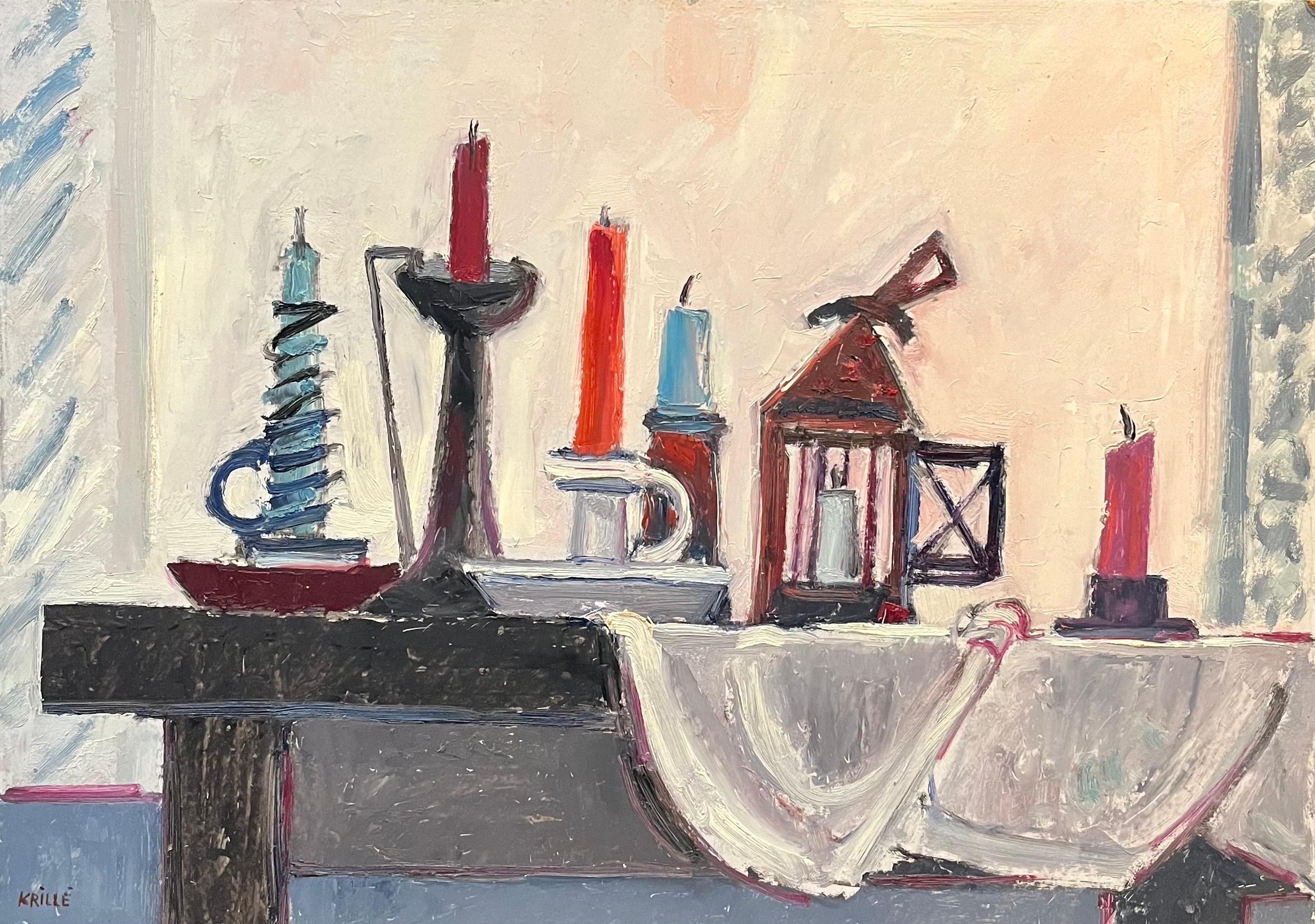 Still life 113 by Jean Krille - Oil on masonite - 50.5x70cm For Sale 1