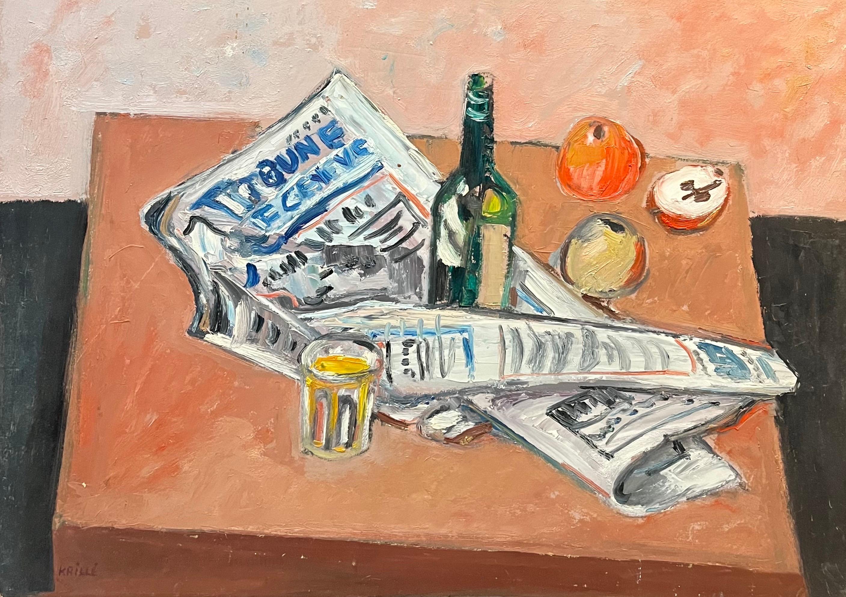 Nature morte 115 par Jean Krille - Huile sur masonite - 50x70cm en vente 1