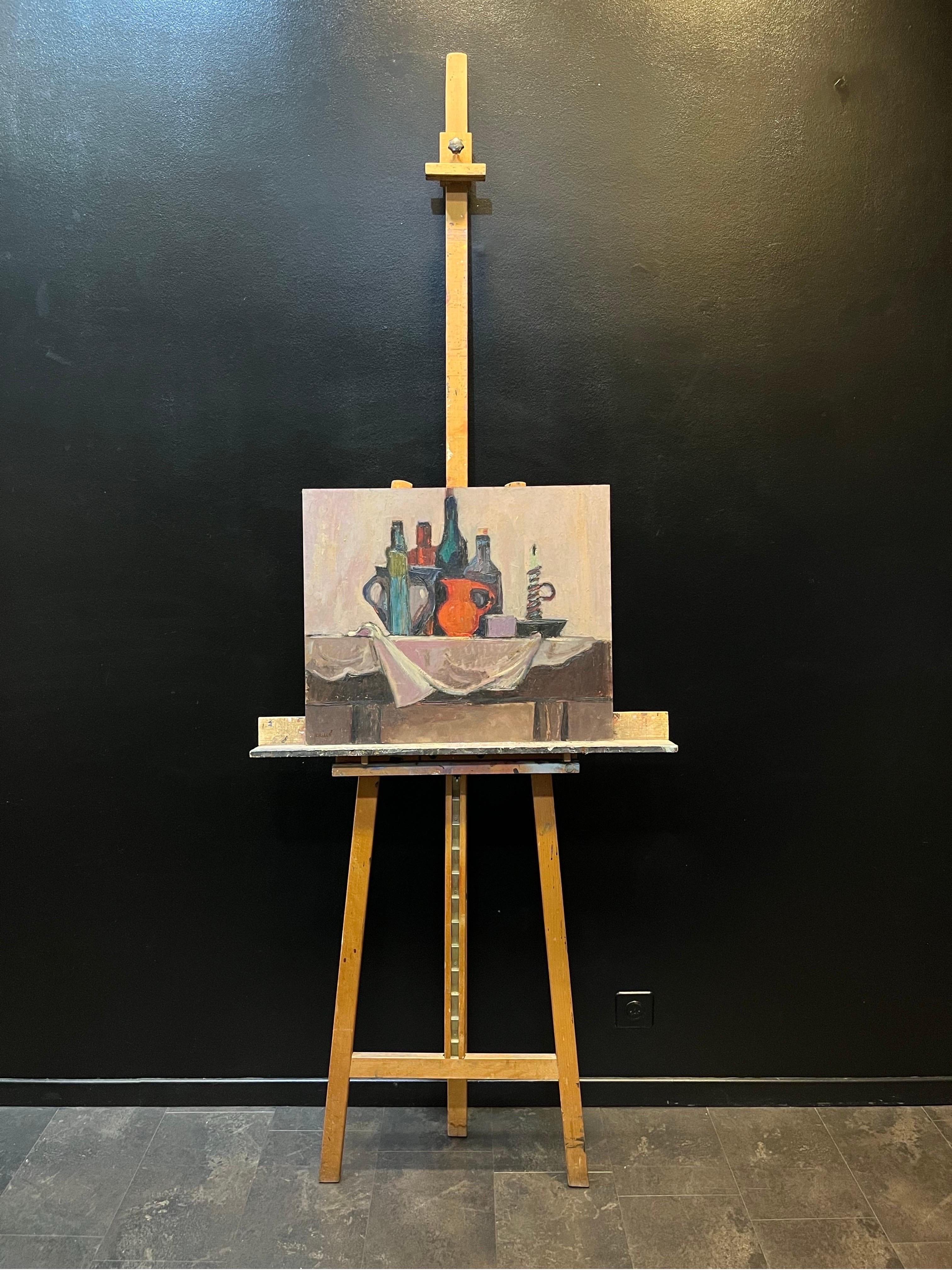 Nature morte 117 de Jean Krille - Huile sur masonite - 50x60cm en vente 2