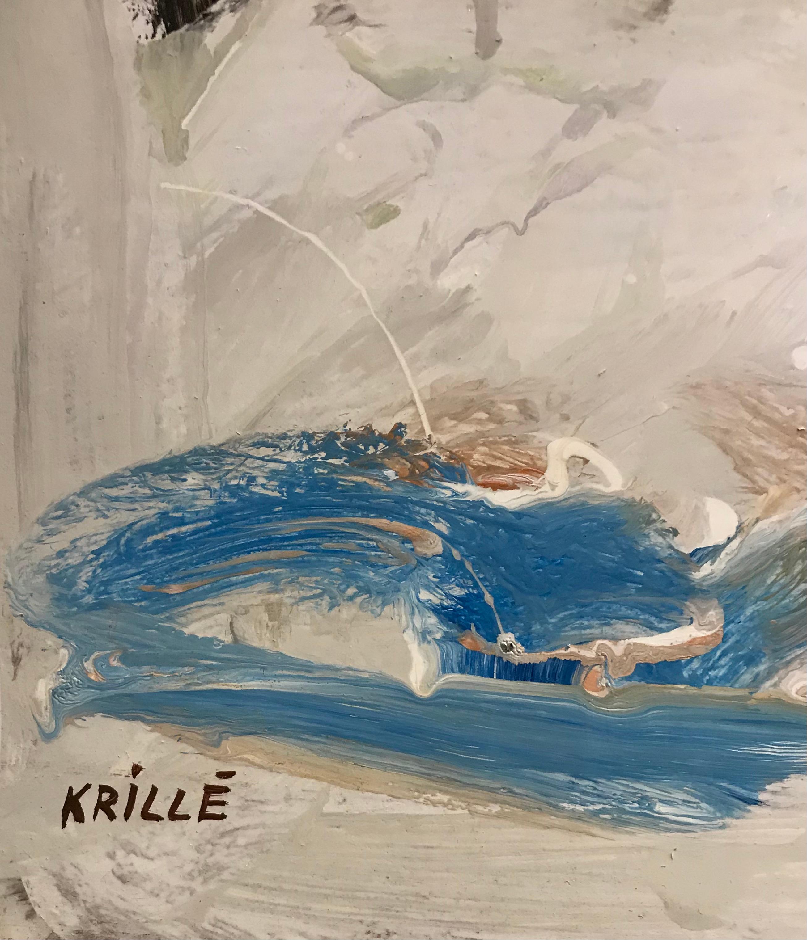 Tableau n°36 de Jean Krillé - Huile sur bois 65x92 cm - Expressionnisme abstrait Painting par Jean Krille