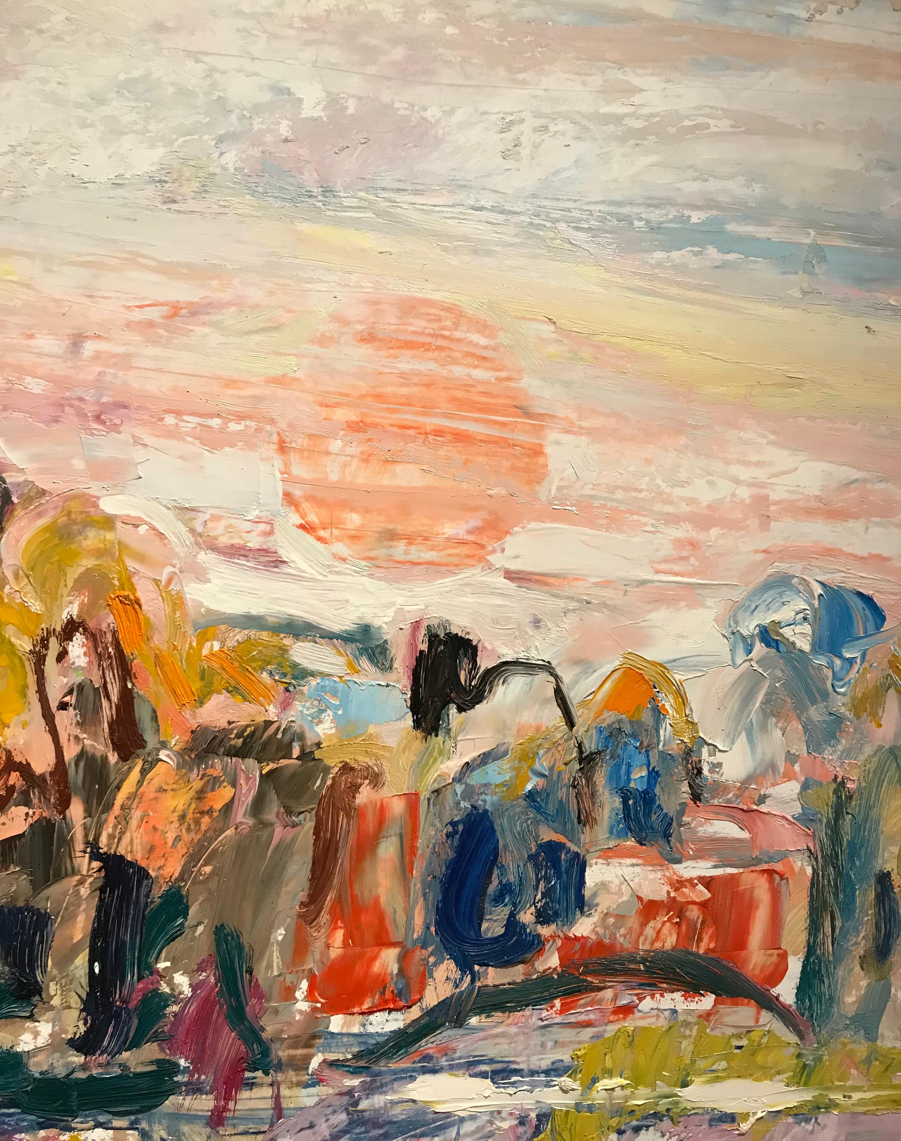 Tableau n°37 - Beige Landscape Painting by Jean Krille
