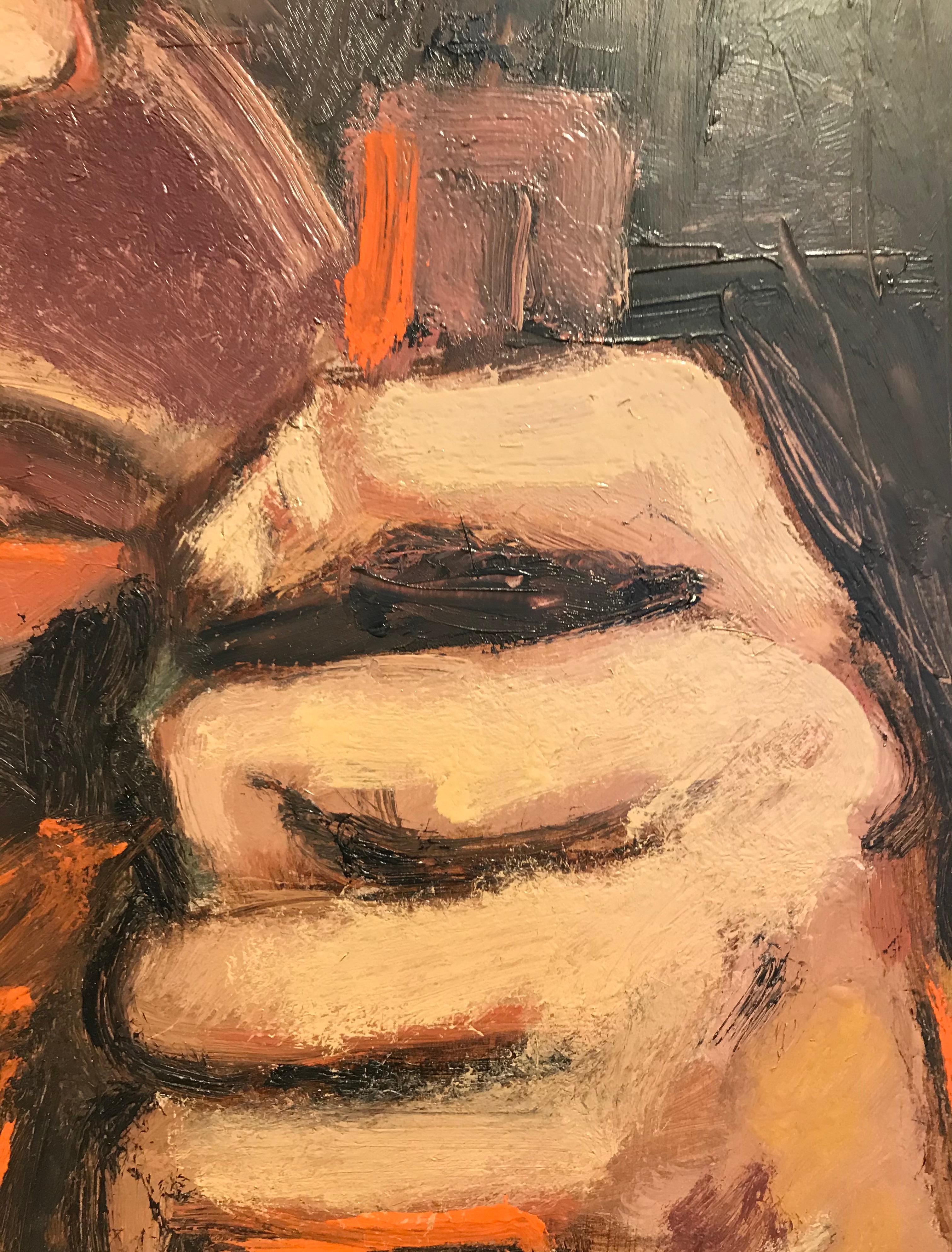 Tableau n°42 - Brown Portrait Painting by Jean Krille