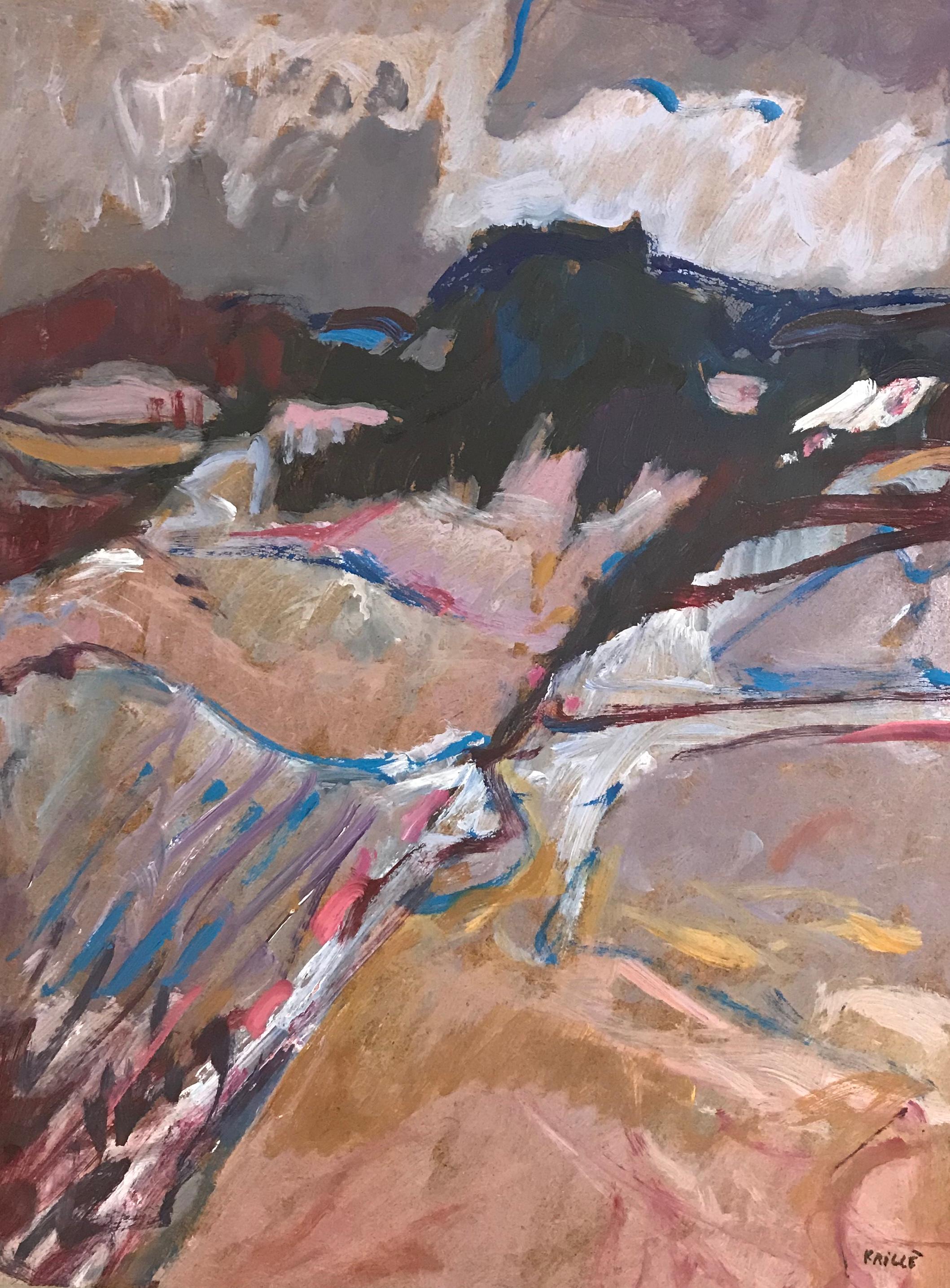 Landscape Painting di Jean Krille - Tableau n°67 di Jean Krillé - Olio su tavola 62x47 cm