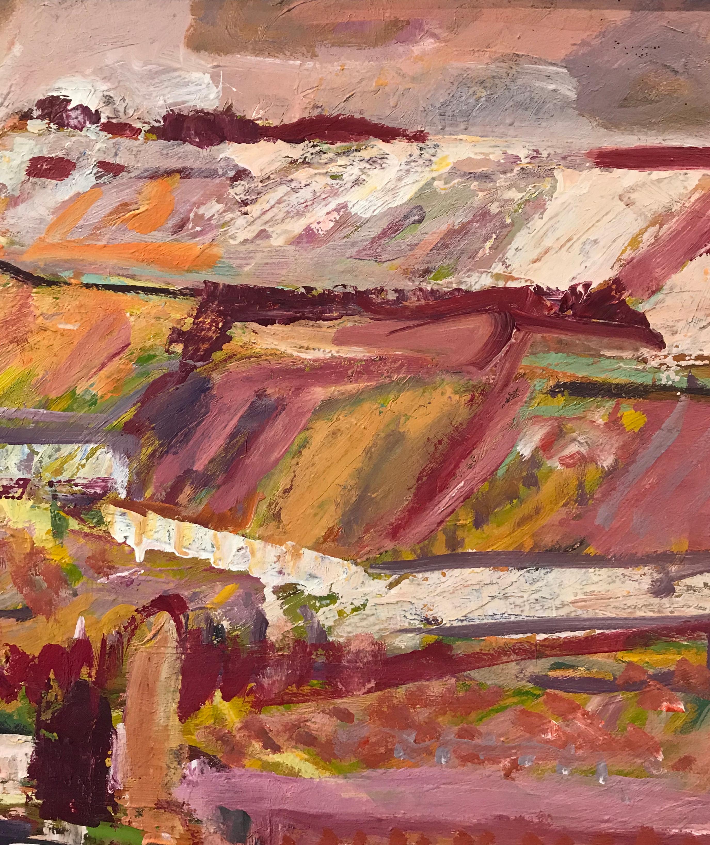 Tableau n°70 by Jean Krillé - oil on wood  - Brown Landscape Painting by Jean Krille