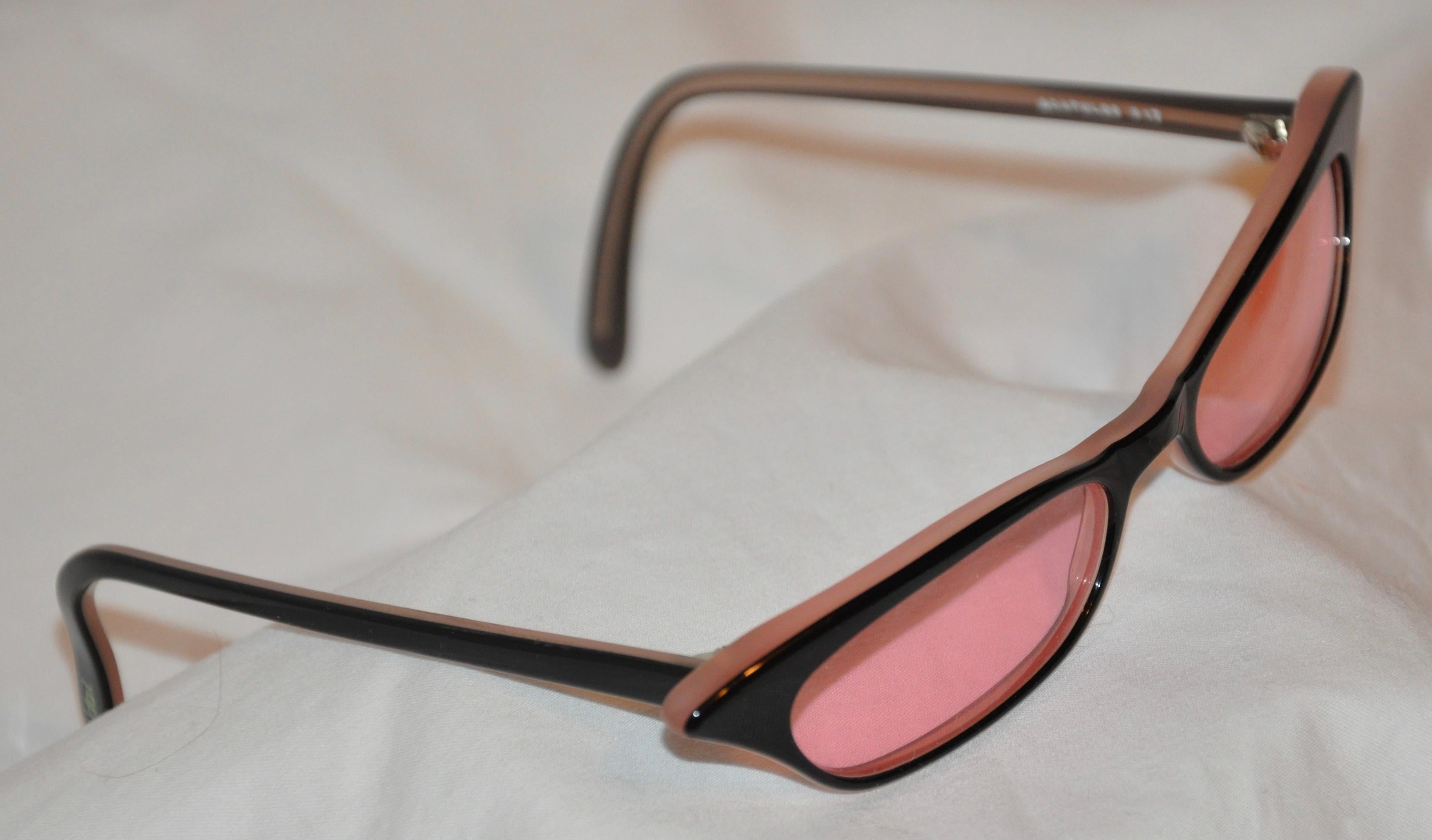 Brown Jean Lafont Black & Rose Lucite 'Cat-Eye'-Styled with Rose Lens Frames For Sale