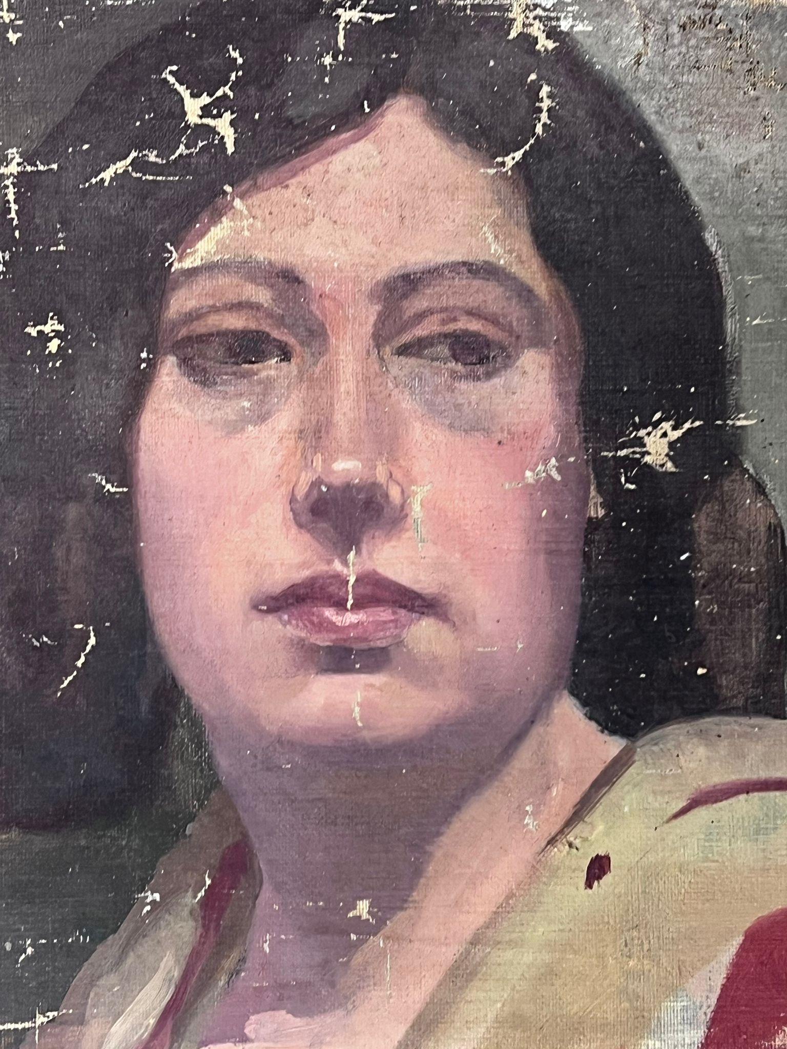 Portrait français d'une dame des années 1930 Esquisse d'une étude atmosphérique sur toile - Impressionnisme Painting par Jean Laforgue