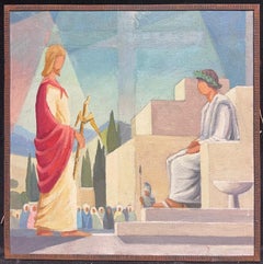 Óleo cubista/modernista francés de los años 50 Una de las estaciones del Vía Crucis