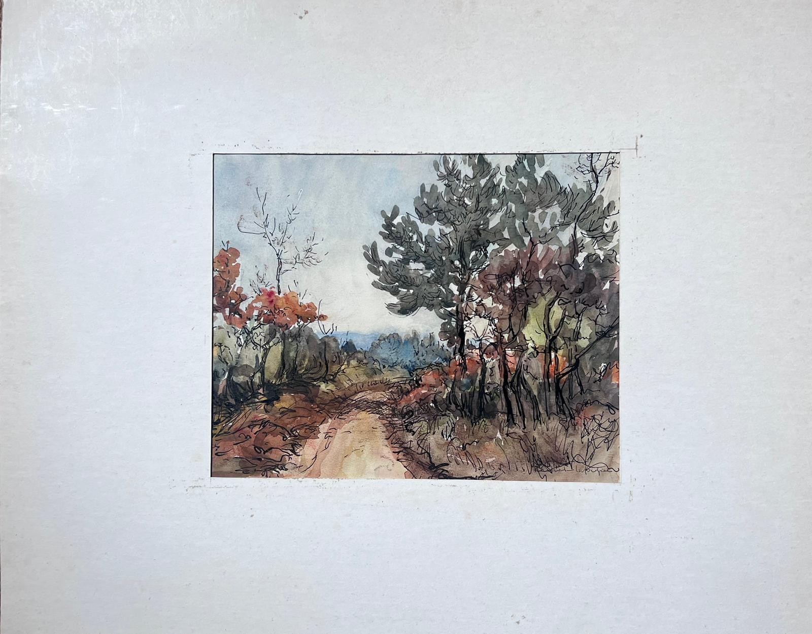 Autumn Woodland Path Mid 20th Century French Post Impressionist Signed Painting - Art by Jean Laforgue