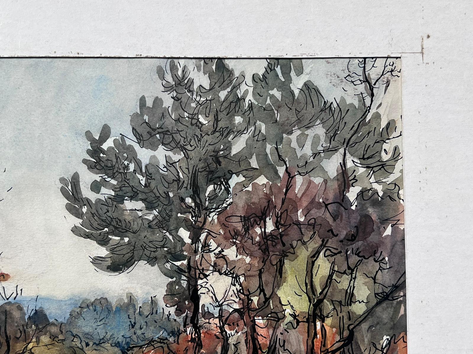 Autumn Woodland Path Mid 20th Century French Post Impressionist Signed Painting For Sale 1