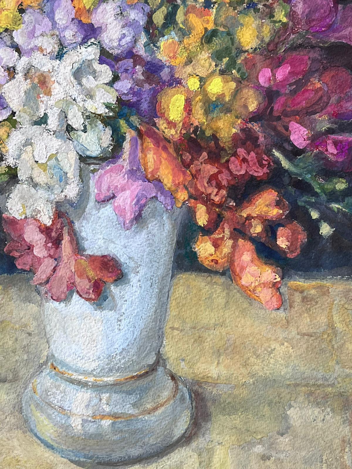 Bloom Floral Display Mid 20th Century French Post Impressionist Signed Painting For Sale 5
