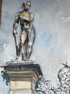 Chateau Park Gates & Gardens Mid 20th Century French Impressionist Painting