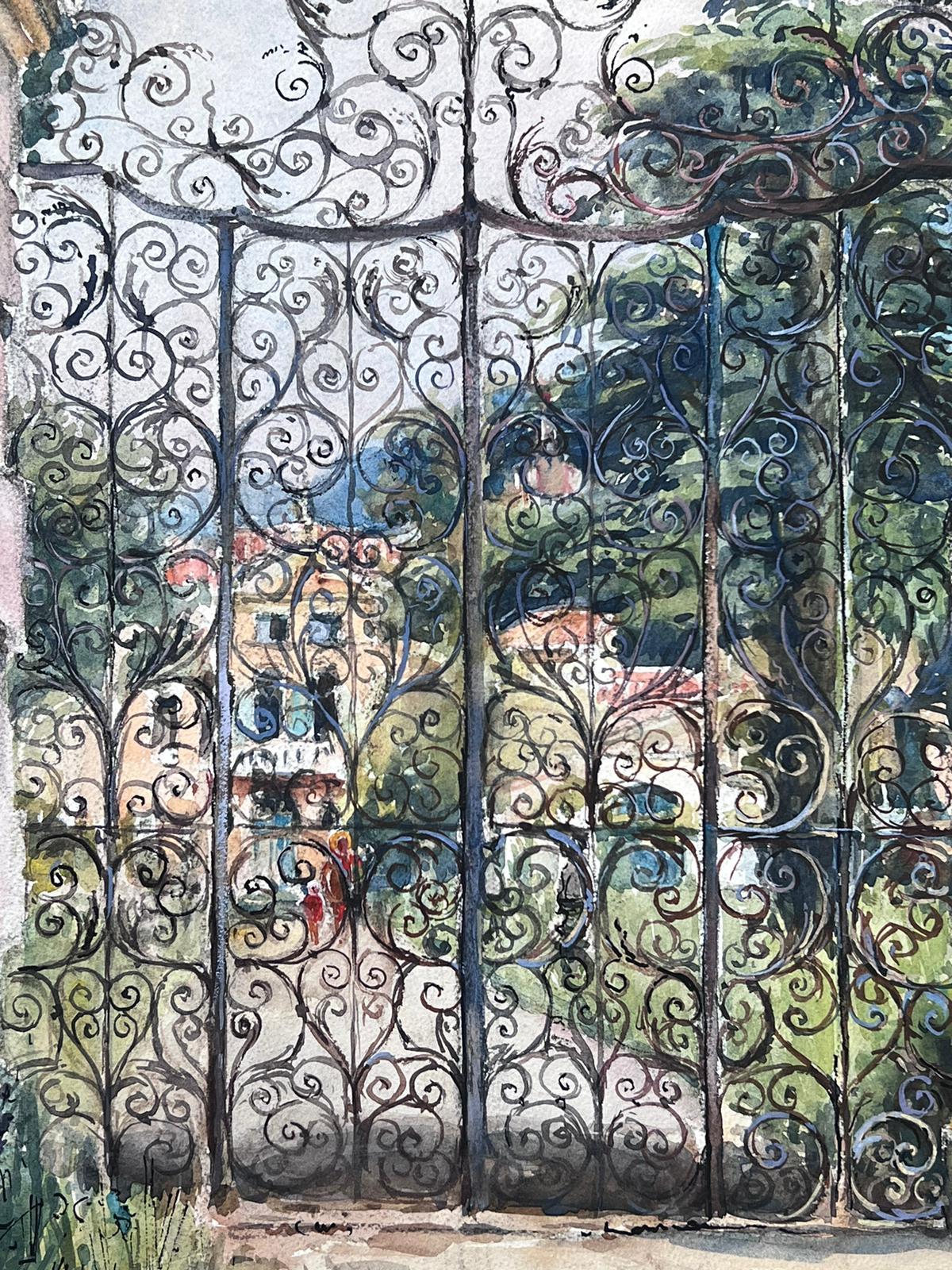 The Chateau Gates
Jean La Forgue (French 1901-1975) watercolour on paper, unframed
painting: 25.5 x 19.5 inches
provenance: the artists estate, France
condition: very good and sound condition; there are minor age related marks and stains to the