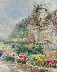 Mid 20th Century French Post Impressionist Painting Walled Garden 