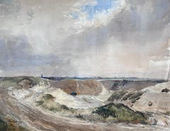Mid 20th Century French Post Impressionist Signed Painting Cloudy Sand Dunes
