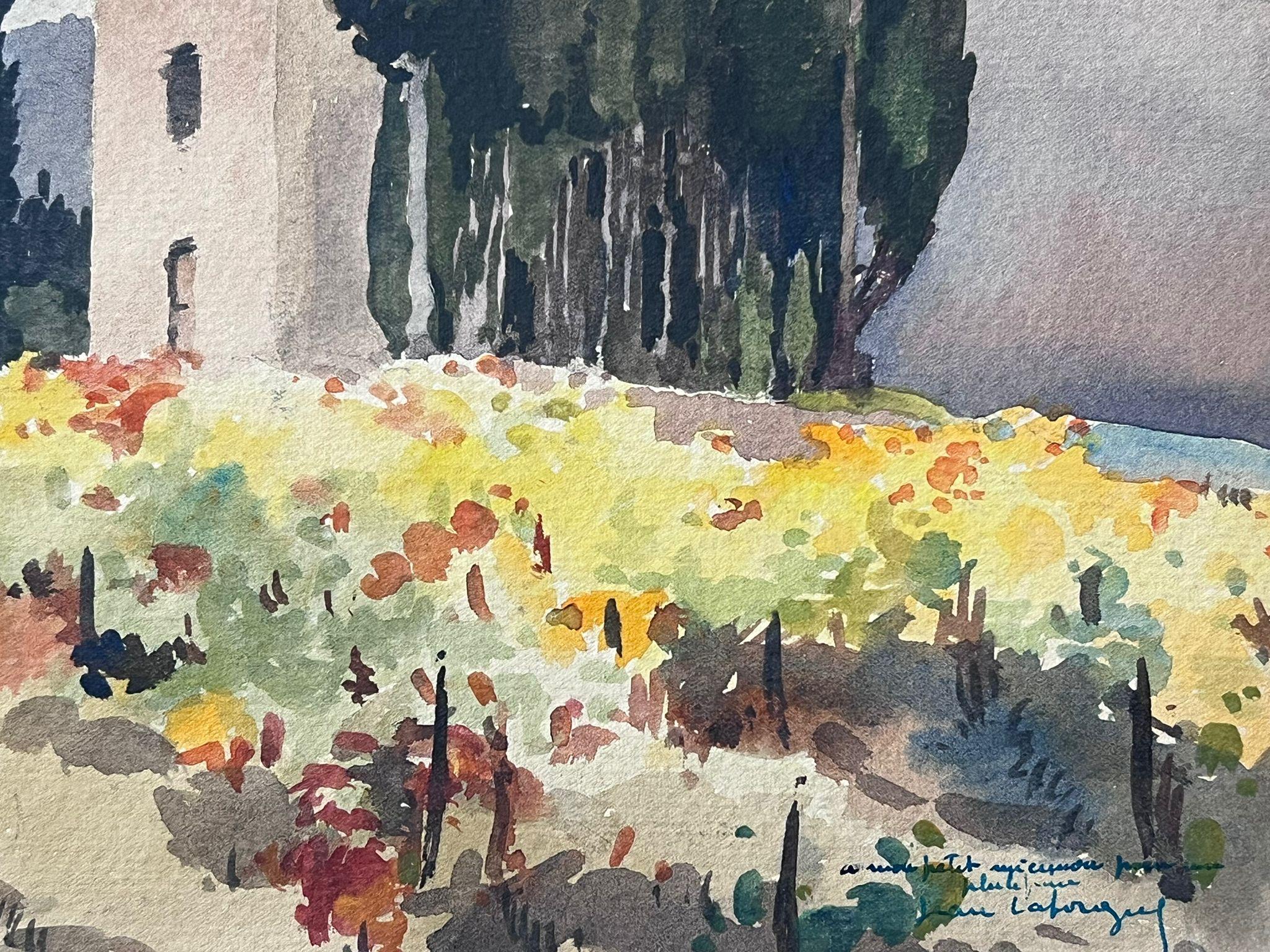 Mid 20th Century French Post Impressionist Signed Painting Provence Chateau For Sale 2