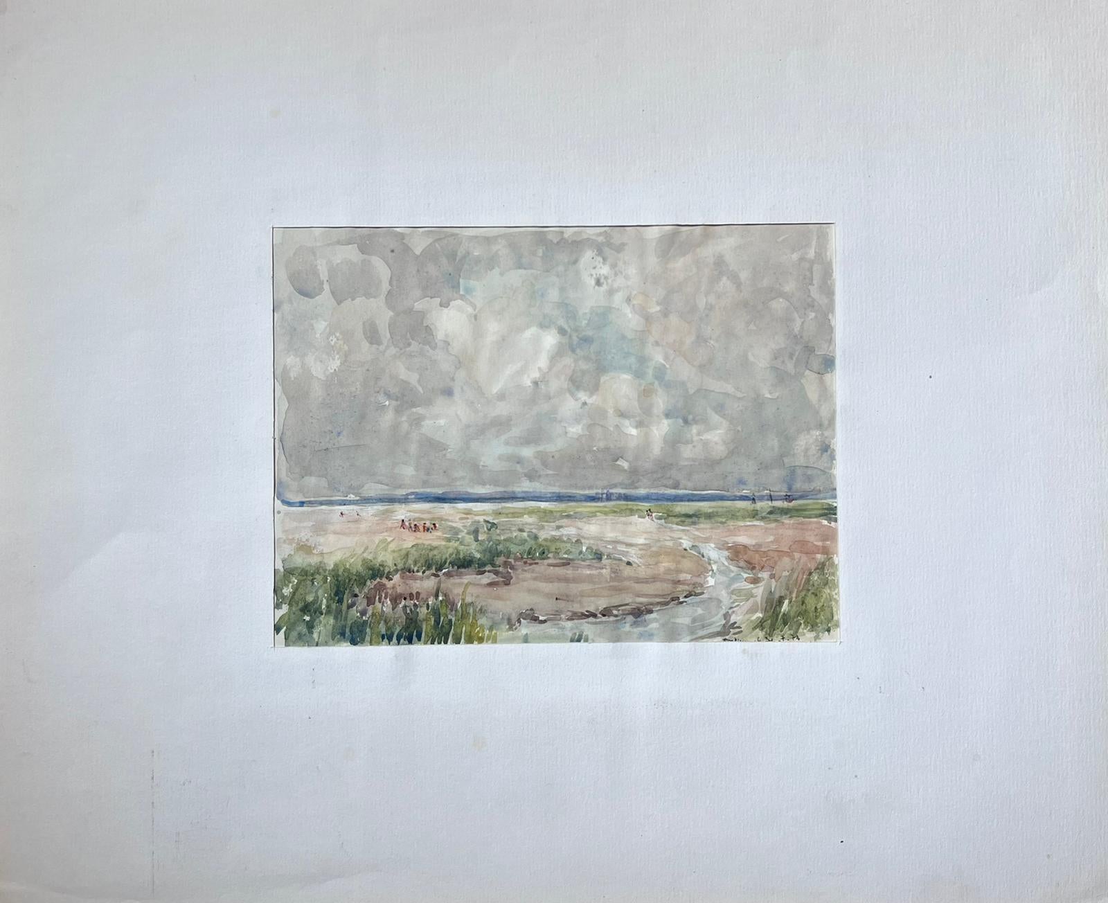 Französisches postimpressionistisches signiertes Gemälde Sandy Path To The Sea, Mitte des 20. Jahrhunderts – Painting von Jean Laforgue