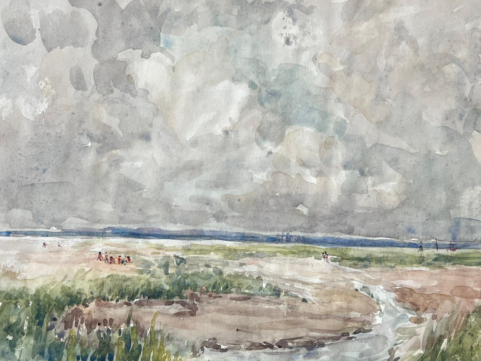 Jean Laforgue Landscape Painting – Französisches postimpressionistisches signiertes Gemälde Sandy Path To The Sea, Mitte des 20. Jahrhunderts