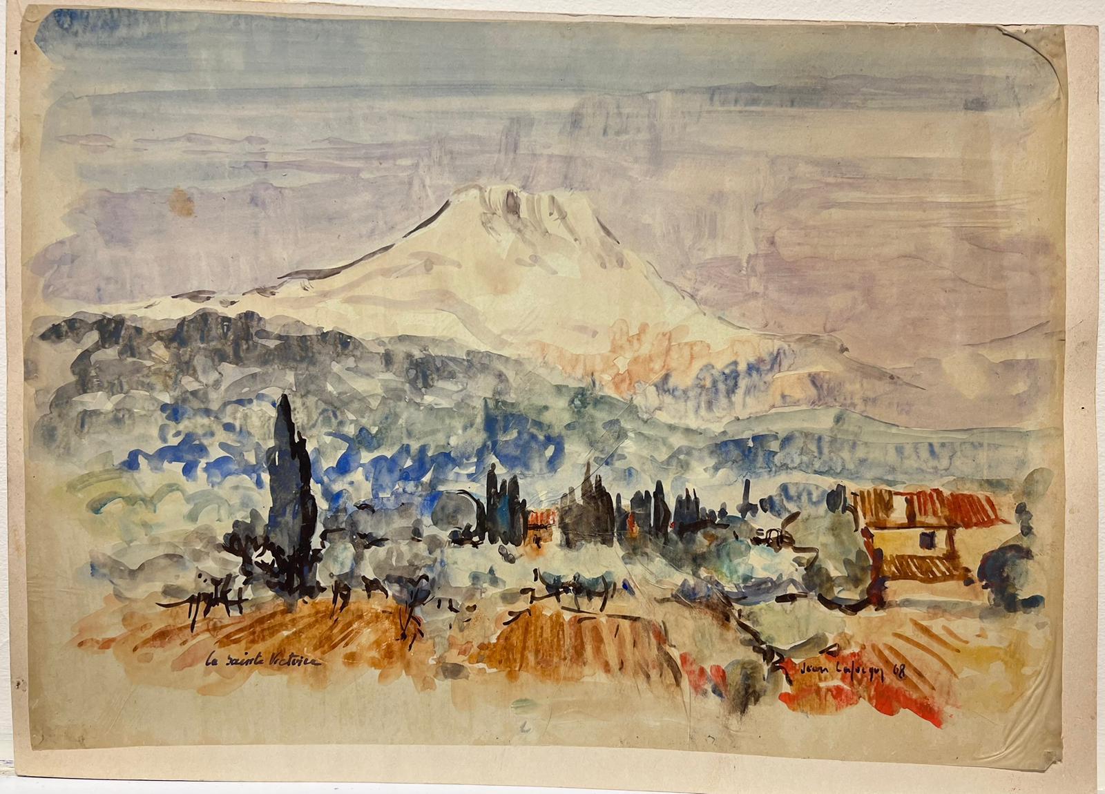 Mont Saint Victoire Mid 20th Century French Post Impressionist Signed Painting - Art by Jean Laforgue