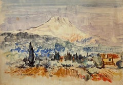 Mont Saint Victoire Mid 20th Century French Post Impressionist Signed Painting