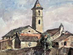 Old Provence Church Mid 20th Century French Post Impressionist Signed Painting