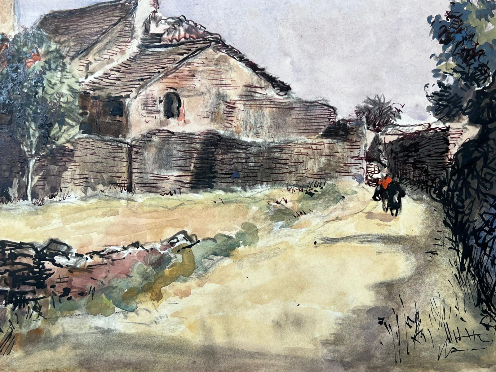 Old Provence Church Mid 20th Century French Post Impressionist Signed Painting For Sale 4