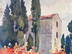 Peinture impressionniste française du milieu du 20e siècle, ancienne Provence Mas Flowers