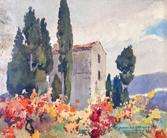 Old Provence Mas Flowers Mid 20th Century French Impressionist Signed Painting