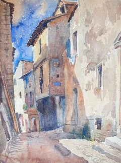 Old Provence Village Back Streets Mid 20th Century French Impressionist Painting