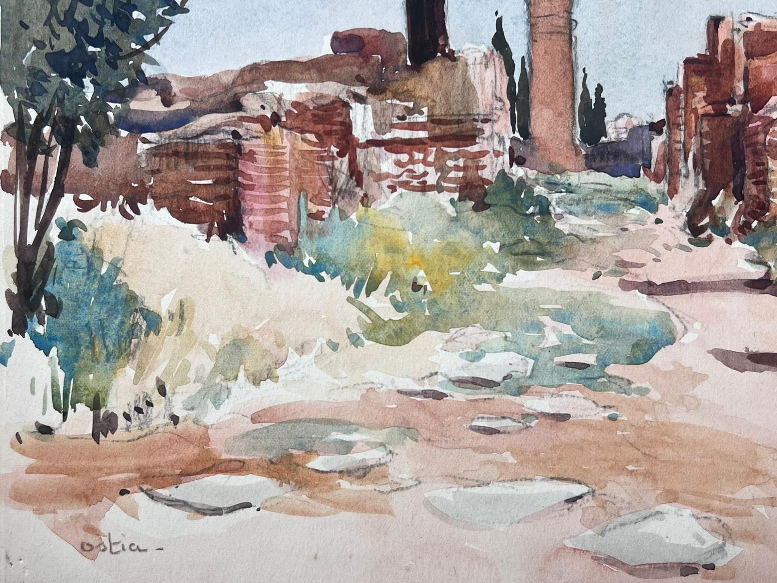 Ostia Roman Ruins Mid 20th Century French Impressionist Painting For Sale 1