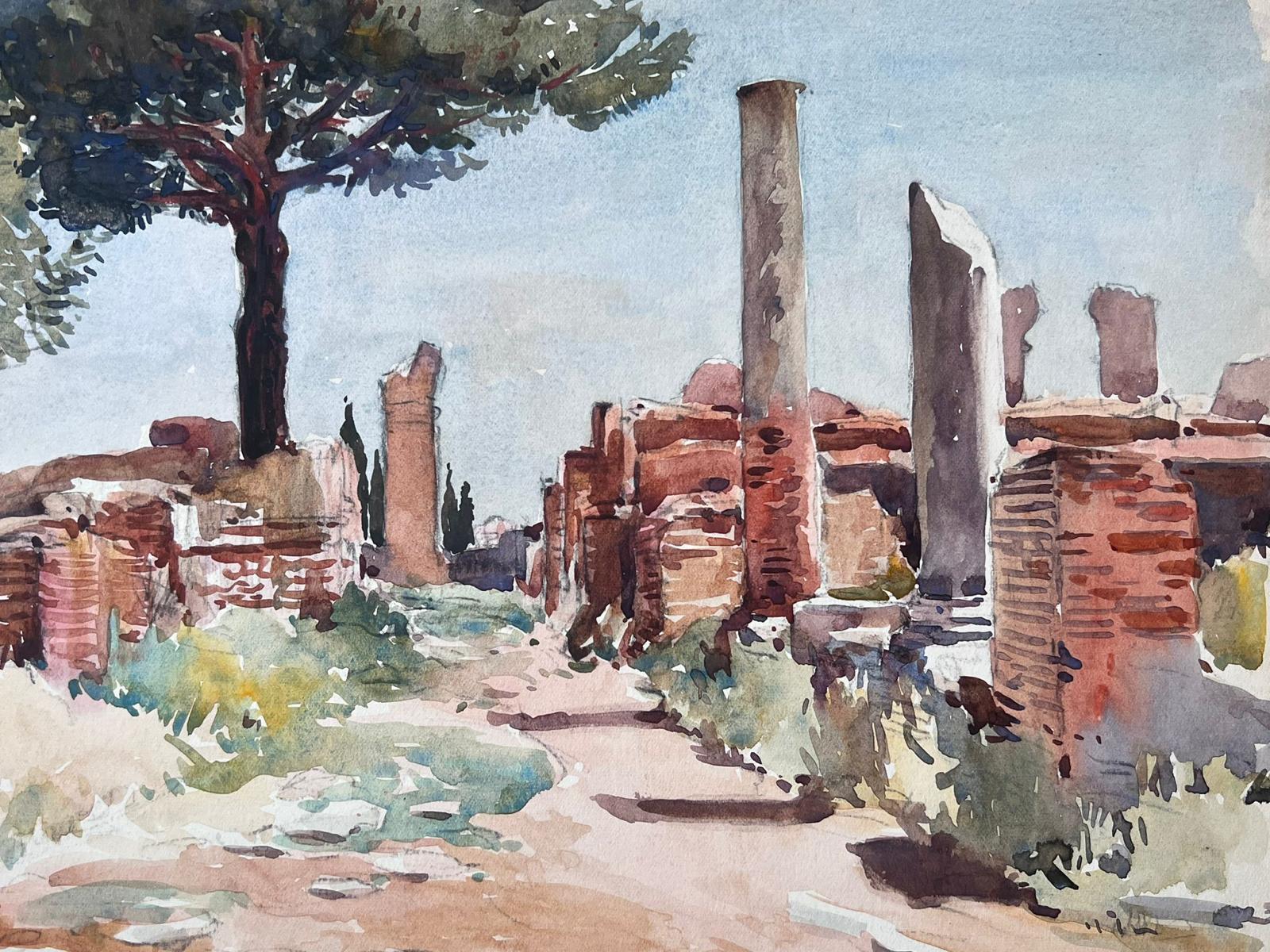 Ostia Roman Ruins Mid 20th Century French Impressionist Painting For Sale 2