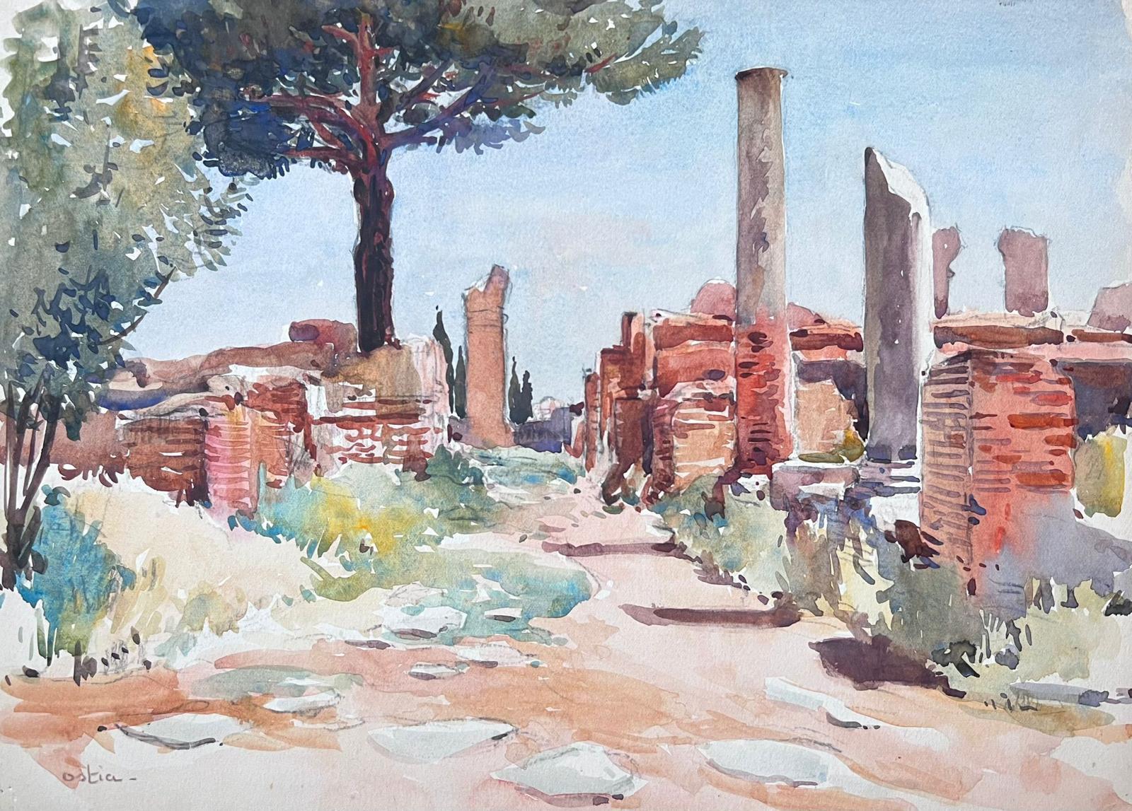 Jean Laforgue Landscape Painting - Ostia Roman Ruins Mid 20th Century French Impressionist Painting