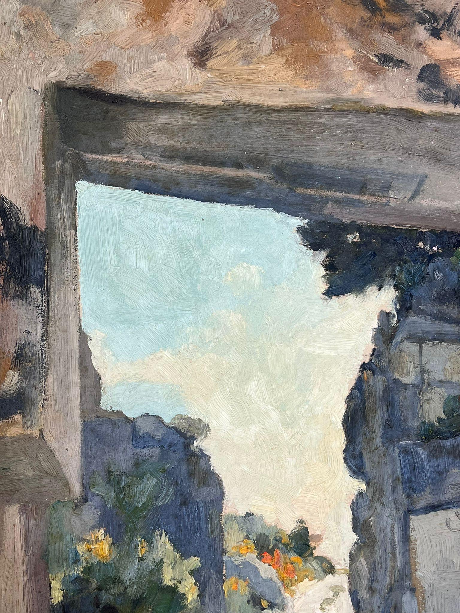 Provencal Stone Archway through Village French Impressionist Oil Painting  2