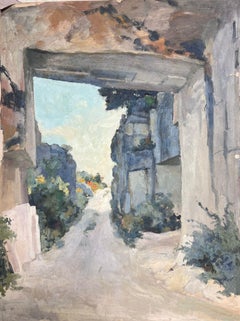 Provencal Stone Archway through Village French Impressionist Oil Painting 