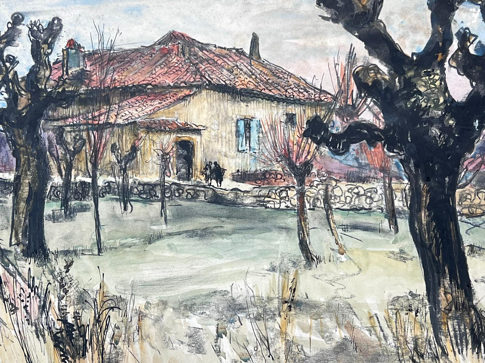Provence
Jean La Forgue (French 1901-1975) 
signed watercolour, ink on paper, mounted in a card frame
inscribed verso
card frame: 17 x 22 inches
painting: 12 x 17 inches
provenance: the artists estate, France
condition: very good and sound
