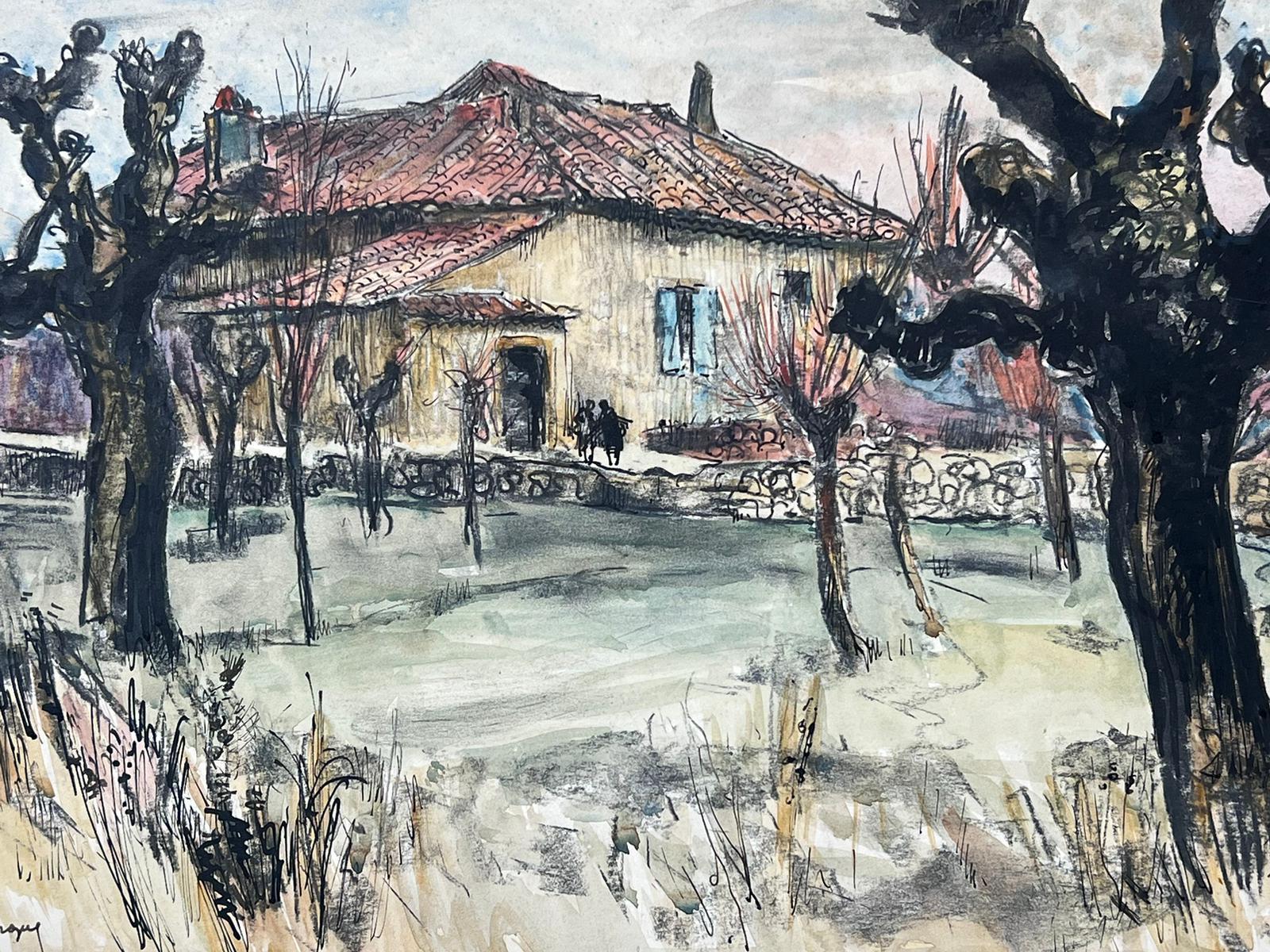 Landscape Art di Jean Laforgue - Provence Alberi nodosi Pittura firmata della metà del 20° secolo, post impressionista francese