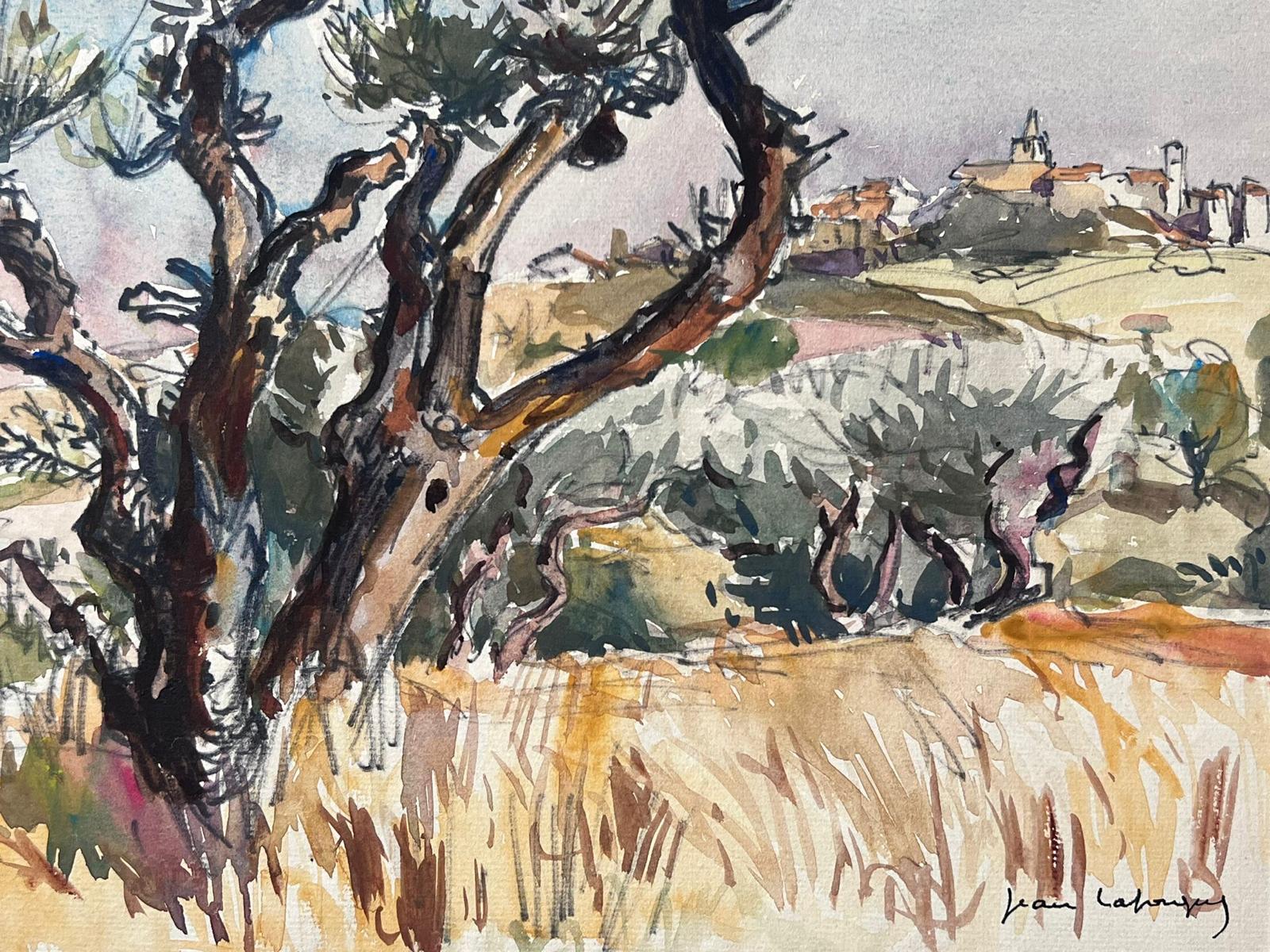 Französische Provence-Landschaft des Postimpressionismus, signiertes Gemälde, Mitte des 20. Jahrhunderts