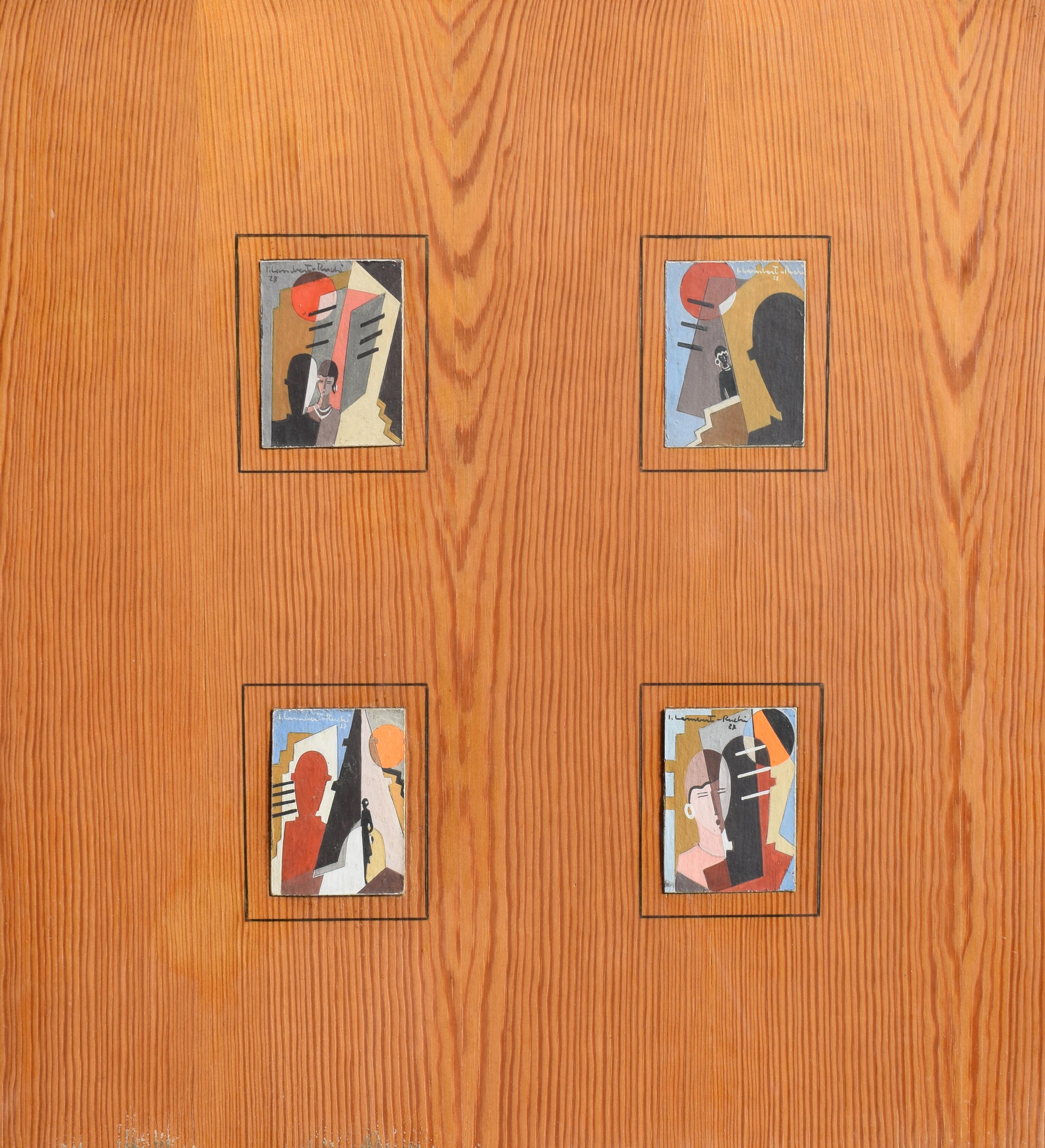 Jean Lambert Rucki Abstract Painting - L’Attesa, Gli Amanti e l’Appuntamento