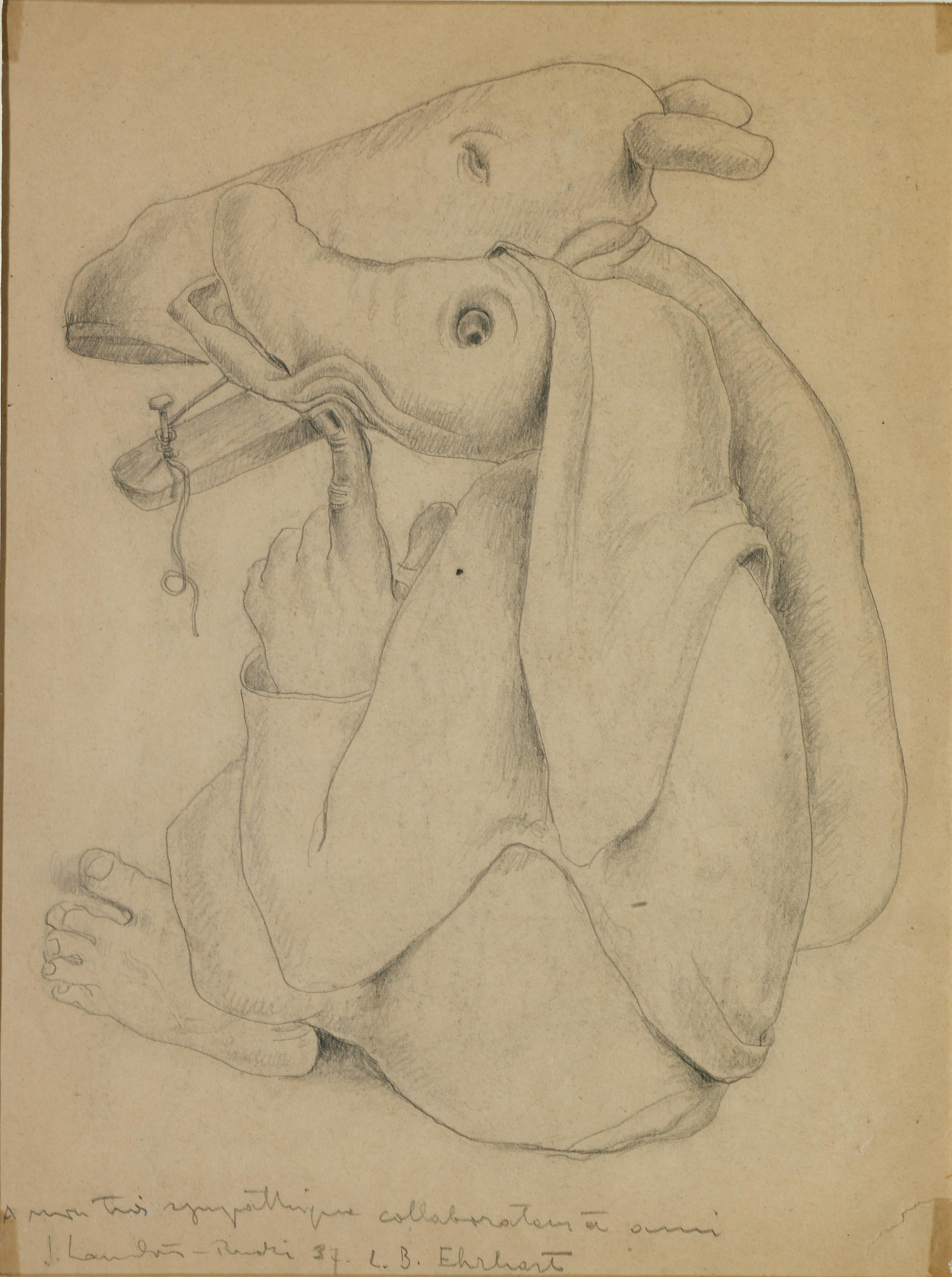 Pencil drawing on paper.
Signed and dated 1937.