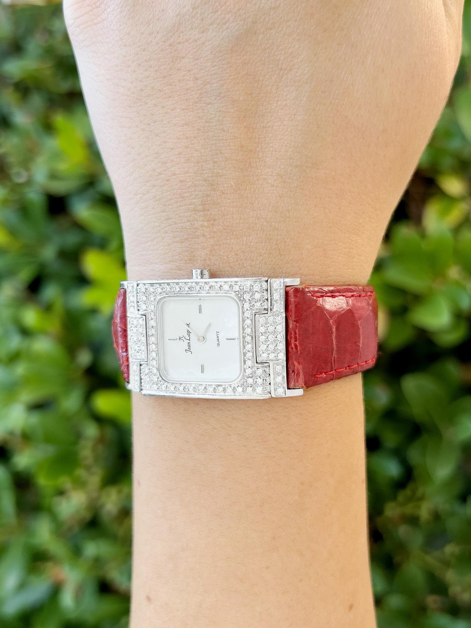 Jean Lapaix Uhr mit Diamanten und Perlmutt (Rundschliff)