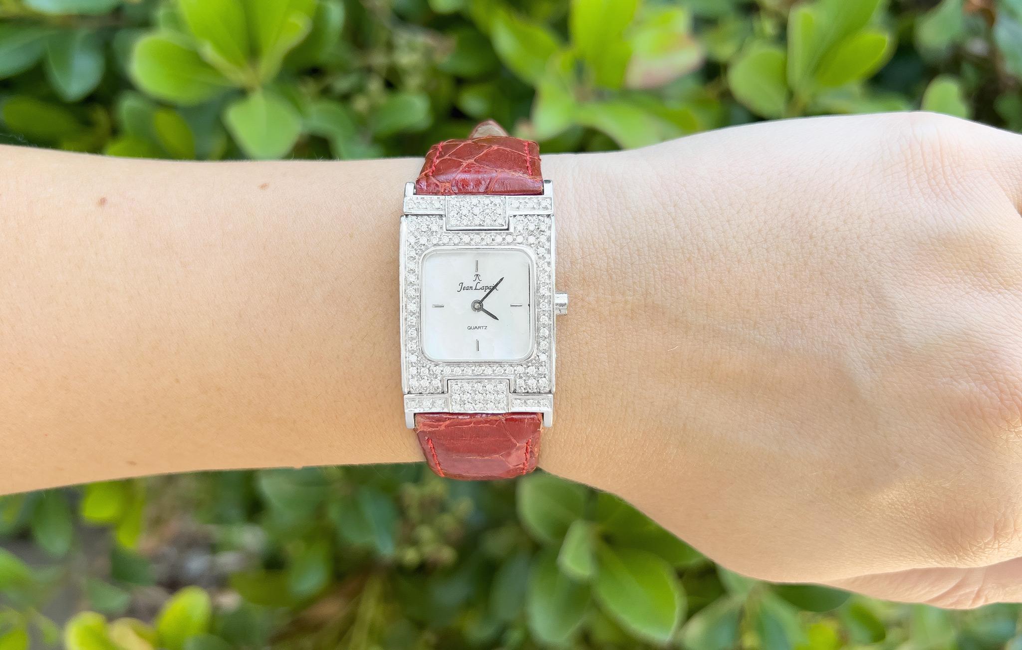 Jean Lapaix Uhr mit Diamanten und Perlmutt im Zustand „Hervorragend“ in Las Vegas, NV