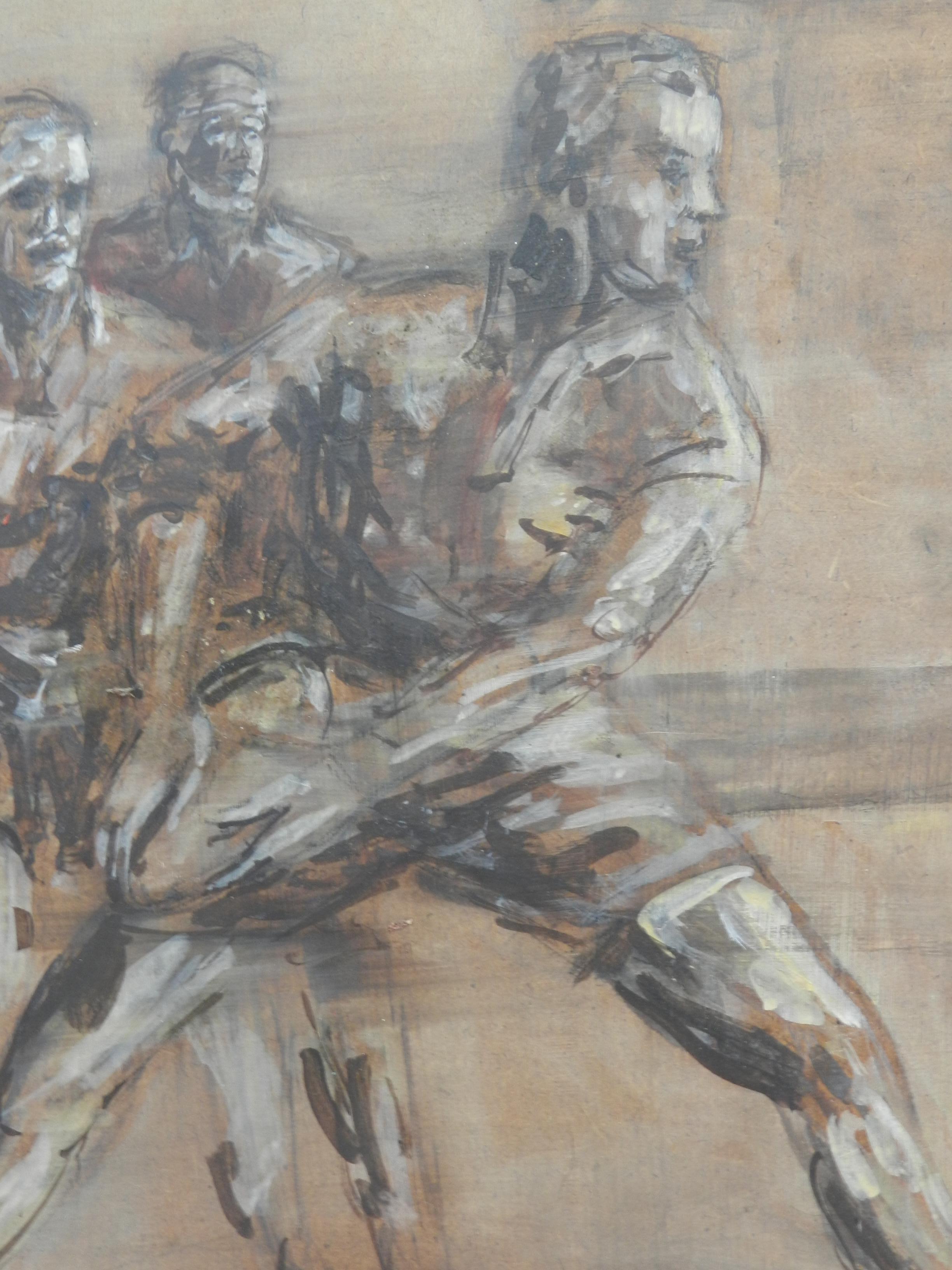 Rugby Players early 20th Century by Jean Lascoumes For Sale 4