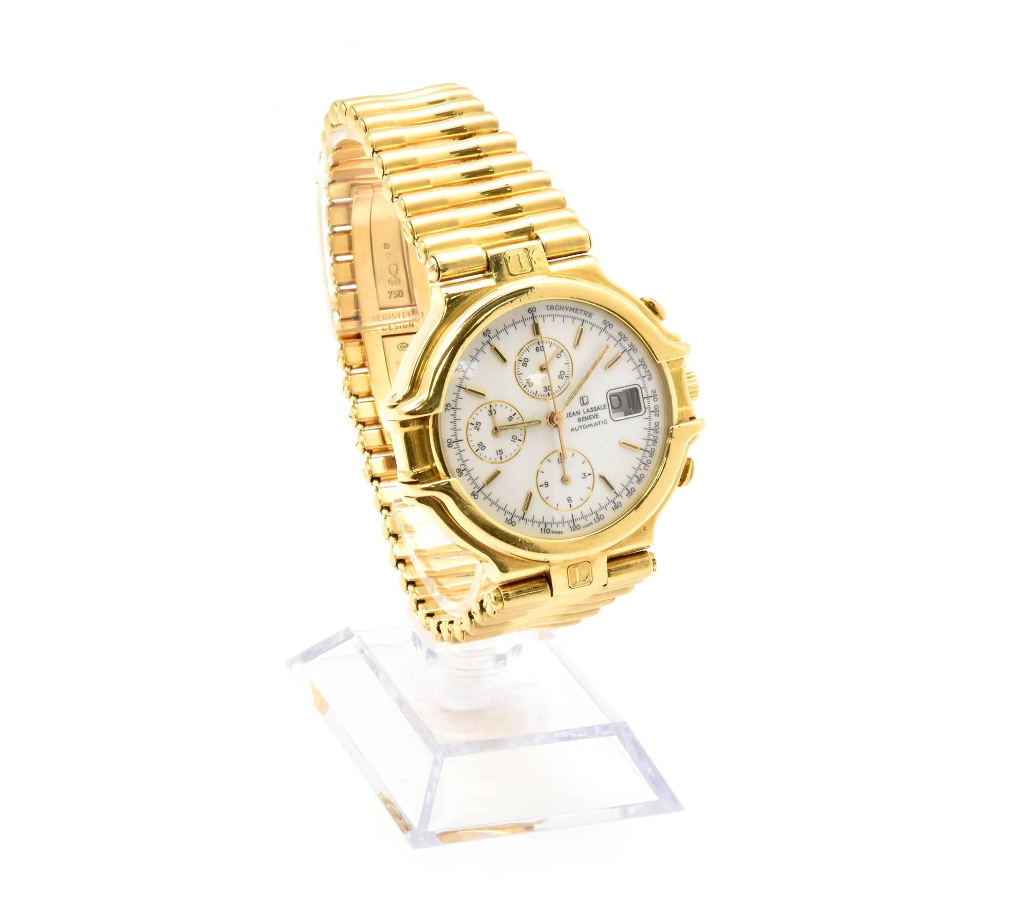 Montre-bracelet automatique Jean Lassale en or jaune, réf. 529001 Excellent état à Scottsdale, AZ