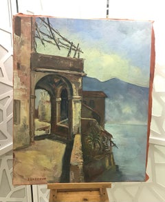 On the balcony by Jean Lassueur - Oil on canvas 61x74 cm