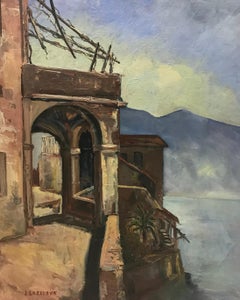 Vintage On the balcony by Jean Lassueur - Oil on canvas 61x74 cm