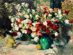 "Anjers dans un vase vert" de Jean Laudy (1877 - 1956) Peintre néerlando-belge