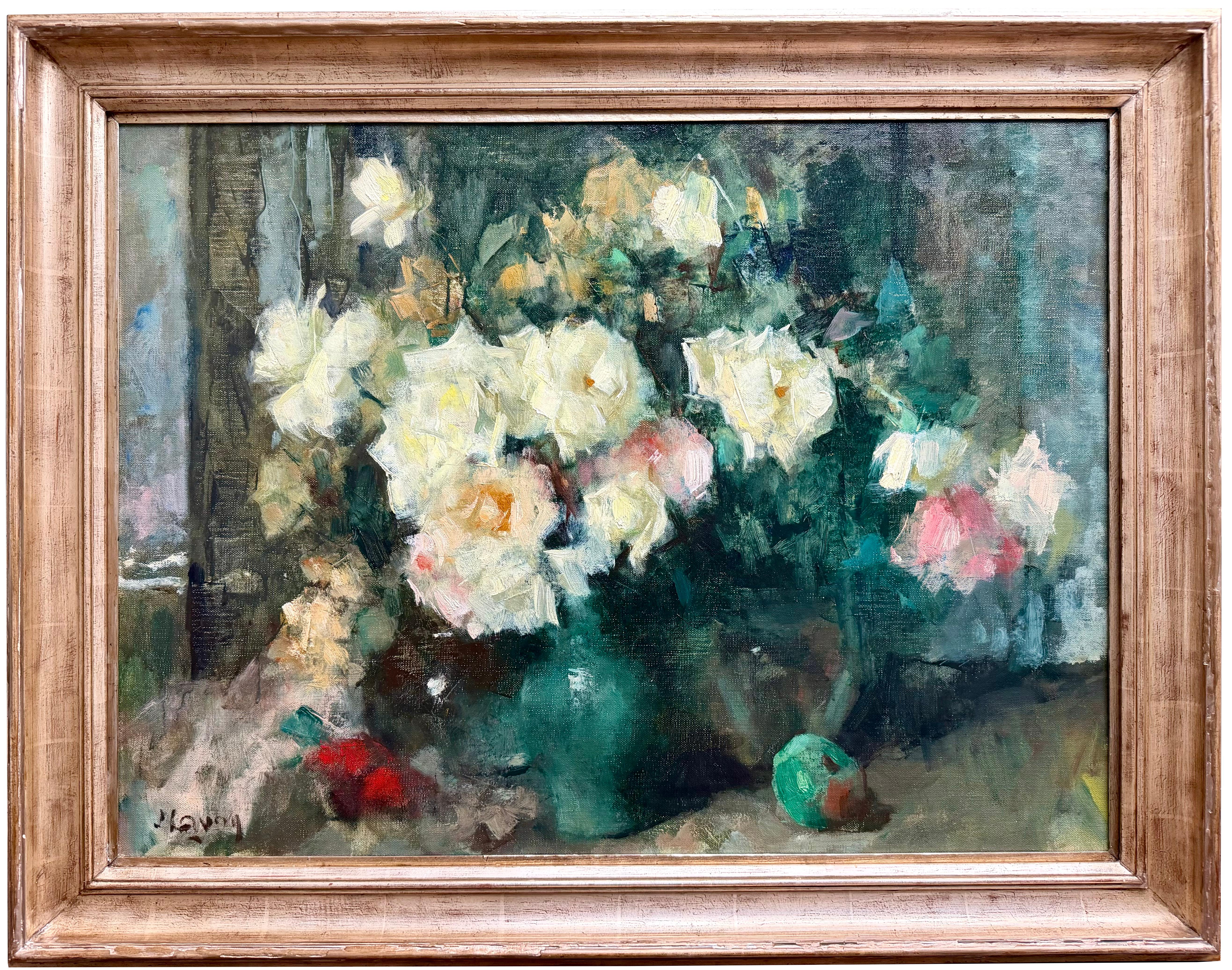 Jean Laudy
Venlo 1877 - 1956 Sint-Lambrechts-Woluwe
Niederländisch-belgischer Maler

'Gartenrosen und Apfel'

Signatur: signiert unten links "J Laudy".
Medium: Öl auf Leinwand
Abmessungen: Bildgröße 61 x 81 cm, Rahmengröße 75,5 x 96 cm

Biografie:
