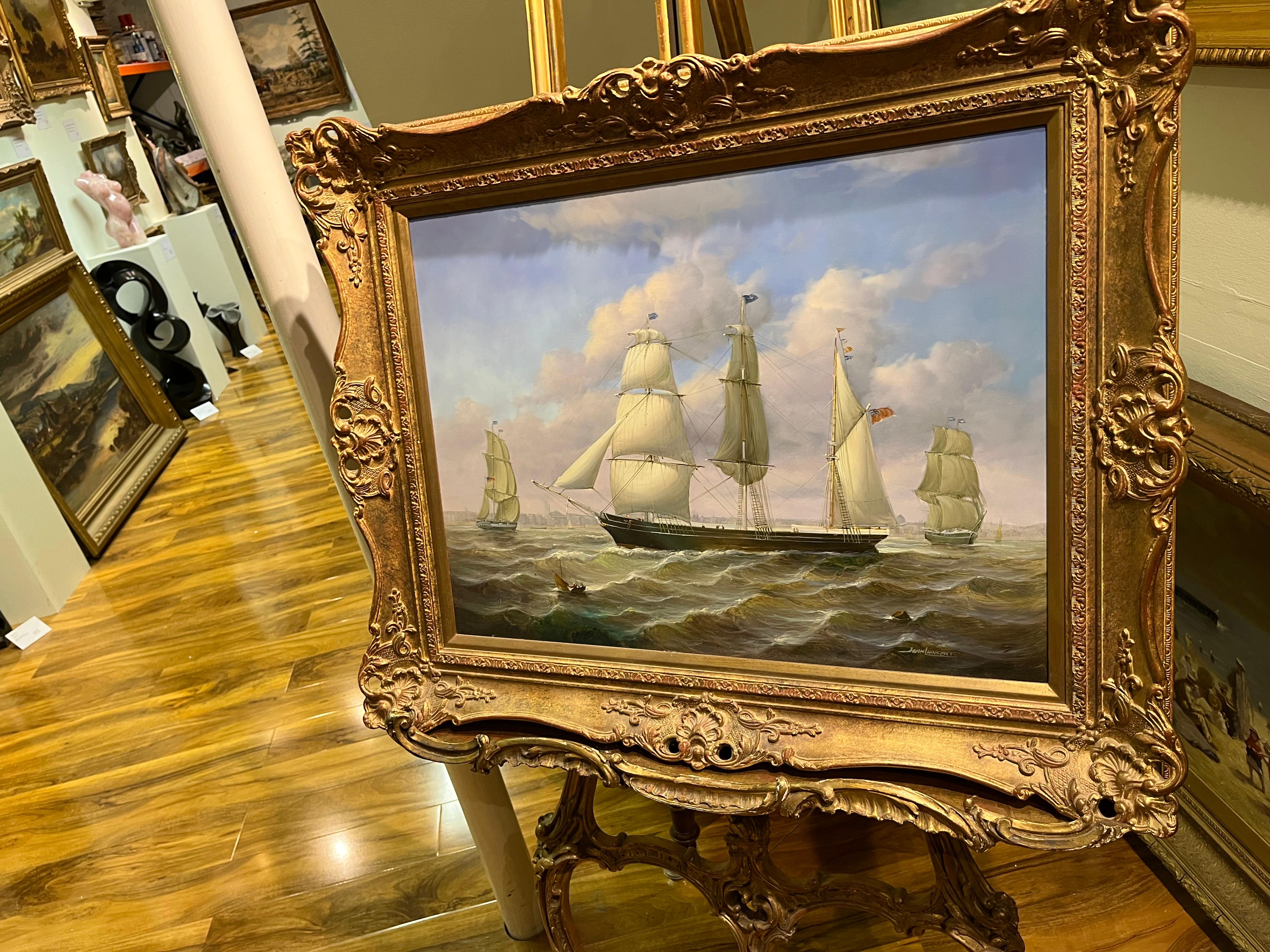 LARGE OIL PAINTING by Jean Laurent NAVY ADMIRALTY 20th CENTURY PIECE  For Sale 9