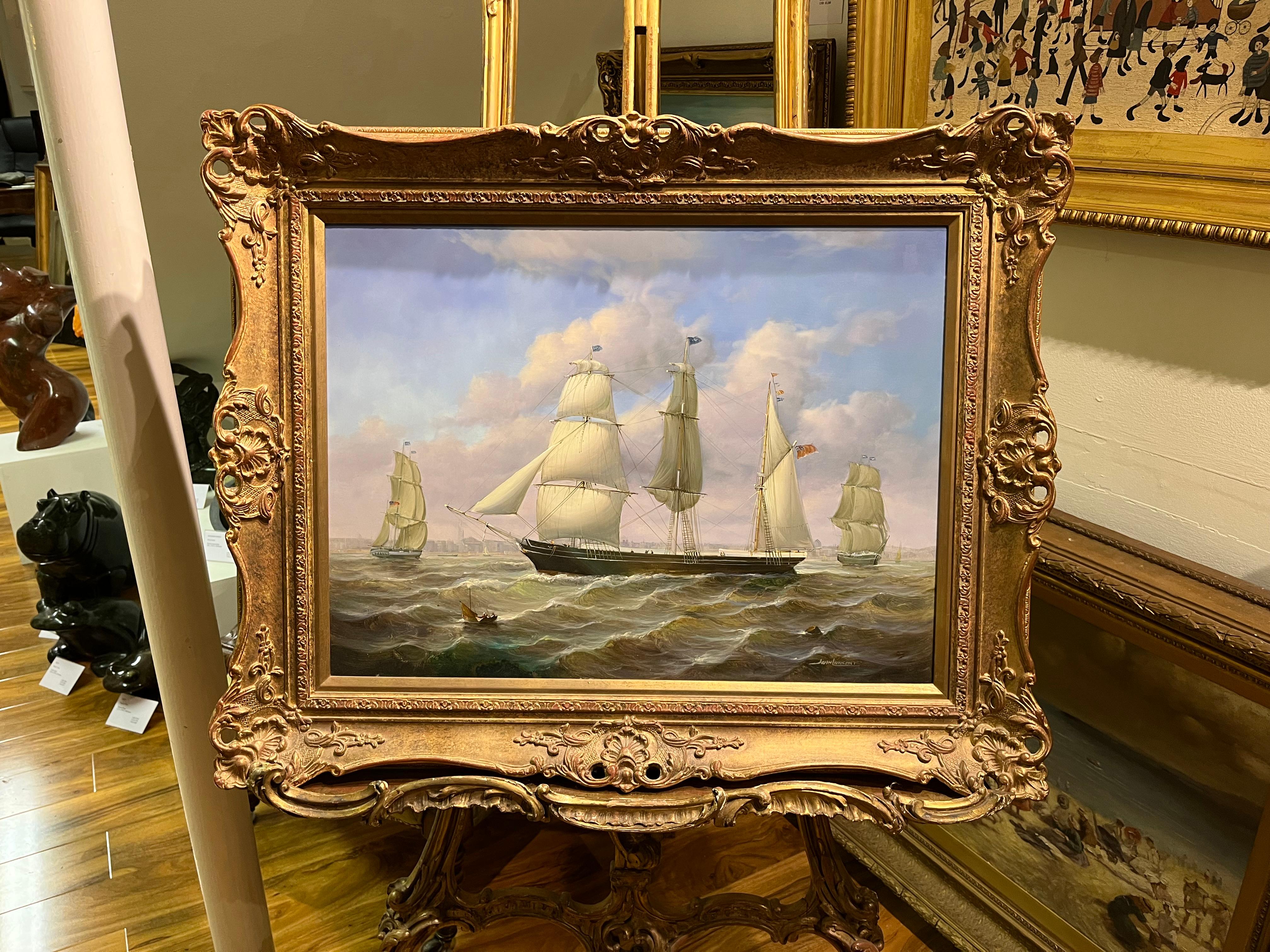 LARGE OIL PAINTING by Jean Laurent NAVY ADMIRALTY 20th CENTURY PIECE  For Sale 10