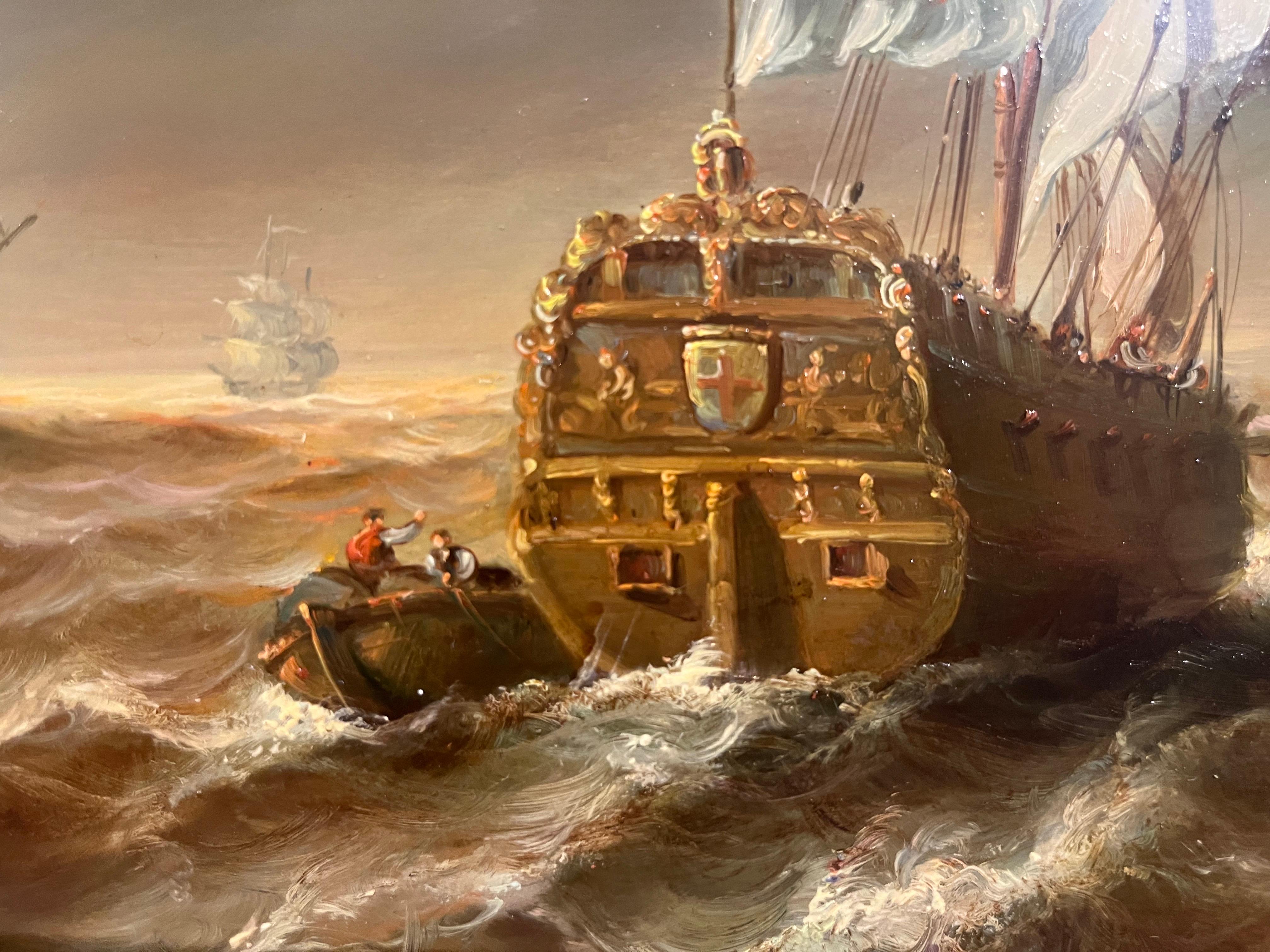 GRAN PINTURA AL ÓLEO de Jean Laurent PINTURA DE LA ARMADA DE LA NAVY DEL SIGLO XX en venta 19