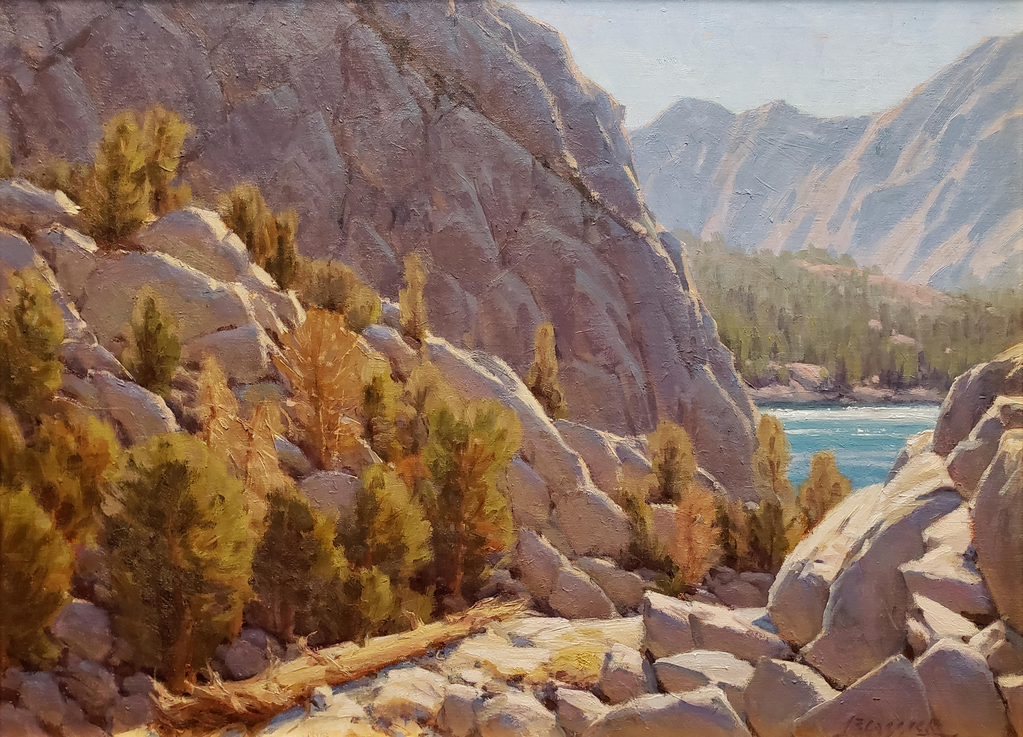 Saut de blocs : Big Pine Canyon, Sierra - Painting de Jean LeGassick